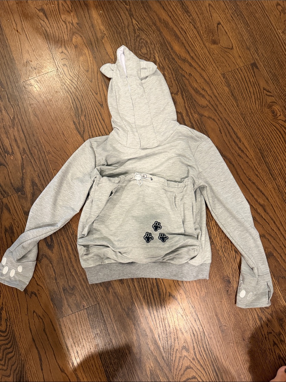 Cat pouch sweatshirt Light Gray Hoodie with Paw Detail